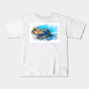 Cinque Terre Italy Liguria Italian Riviera coastline Kids T-Shirt